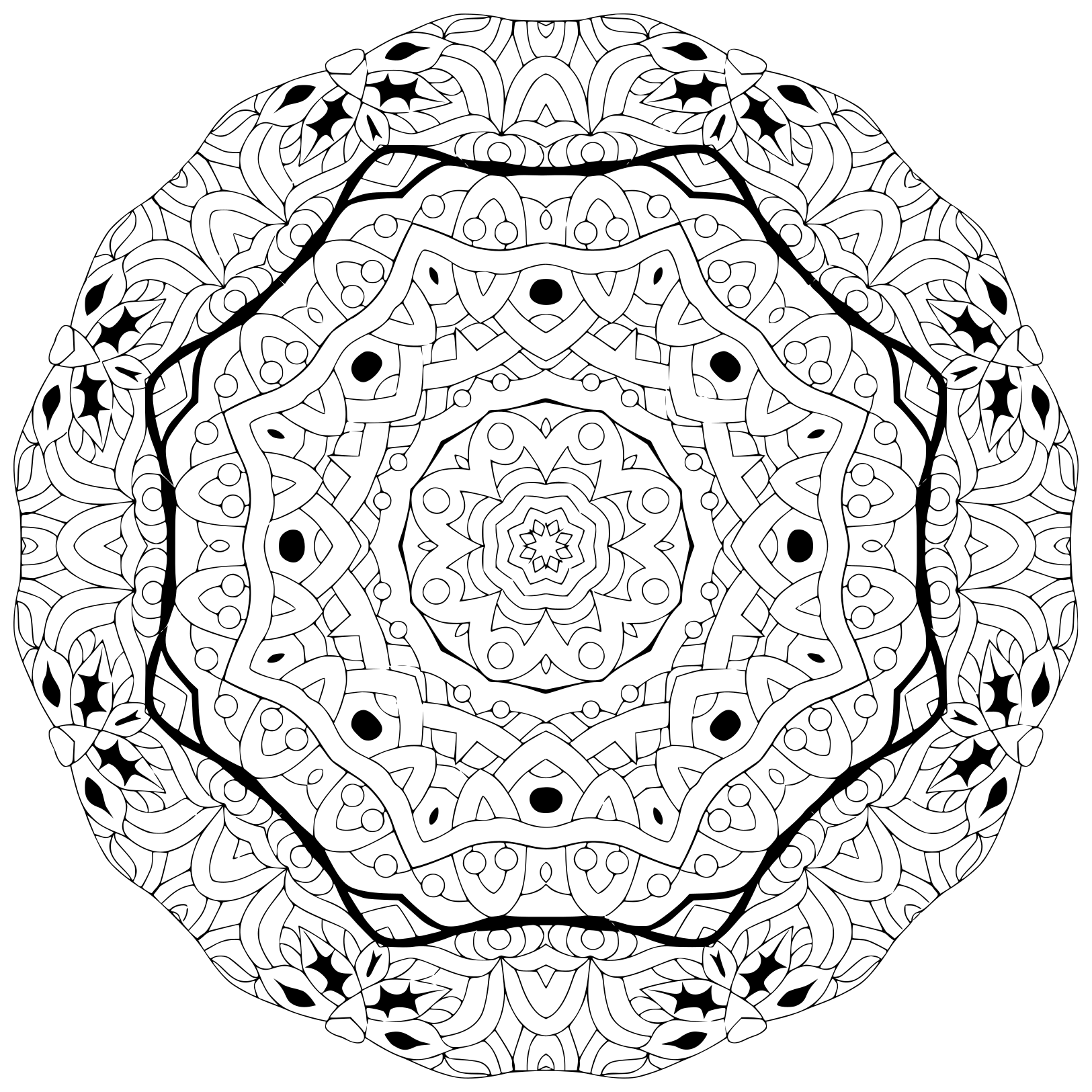 Coloriage Ornements Ronds Decoratifs Forme De Fleur Inhabituelle Oriental - Mandala à imprimer
